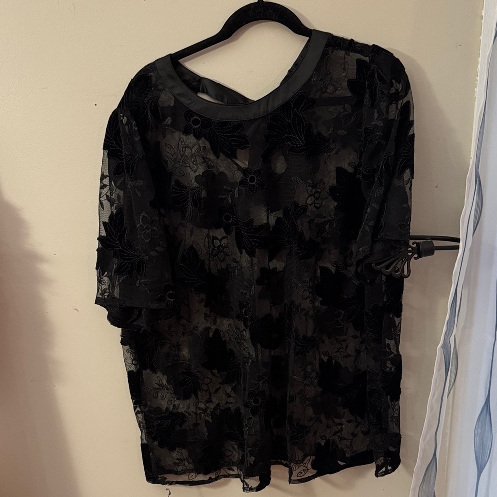 Torrid Black Sheer Floral Blouse